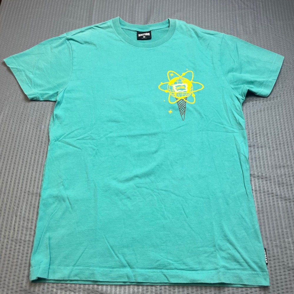 ICECREAM Men's Medium Teal Ice Cream Cone Globe Graphic T-Shirt